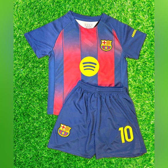 Lionel Messi 10 Barcelona Soccer Jersey Set 2 Piece Set - Boys Uniform Kits - Picture 2 of 4